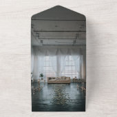 Elegante rustieke trouwlocatie Herfst Floral Weddi All In One Uitnodiging (Buitenkant)