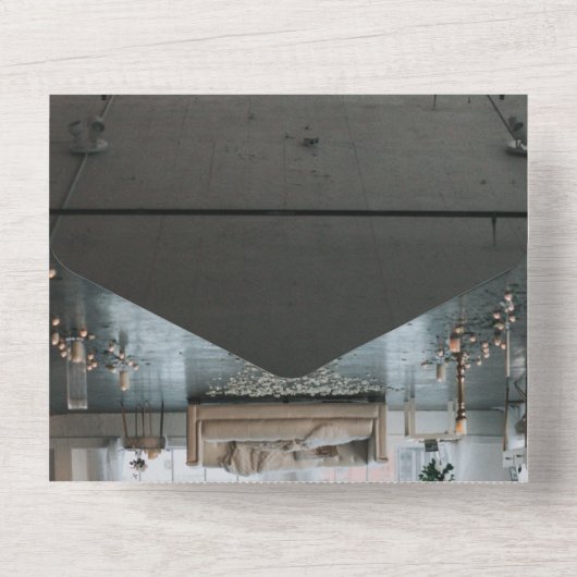 Elegante rustieke trouwlocatie Herfst Floral Weddi All In One Uitnodiging (Achterkant)