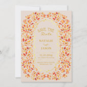 Elegante rustieke val verlaat Boho bruiloft Save The Date (Voorkant)