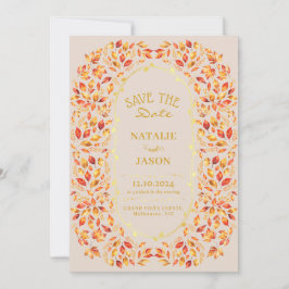 Elegante rustieke val verlaat Boho bruiloft Save The Date