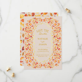 Elegante rustieke val verlaat Boho bruiloft Save The Date