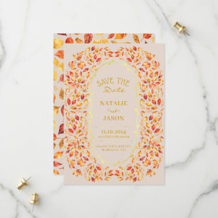 Elegante rustieke val verlaat Boho bruiloft Save The Date