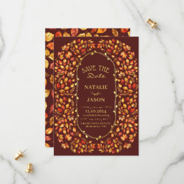 Elegante rustieke val verlaat Boho bruiloft Save The Date