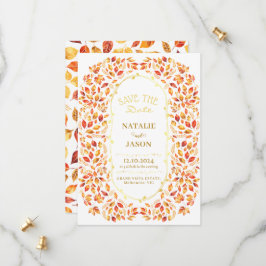 Elegante rustieke val verlaat Boho bruiloft Save The Date