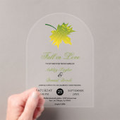 Elegante rustieke val verlaat romantische bruiloft acryl uitnodigingen (Insitu (Draagbaar))