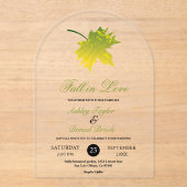 Elegante rustieke val verlaat romantische bruiloft acryl uitnodigingen (Voorkant)