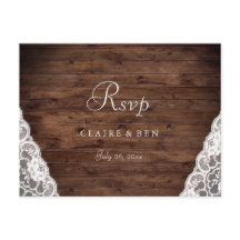 Elegante Rustieke Vintage Kanten Trouw RSVP Postka