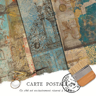 Elegante Rustieke Vintage Textuur Decoupage Inpakpapier Vel