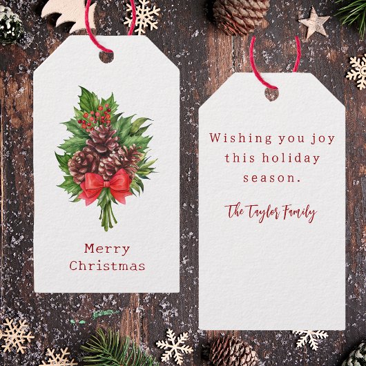Elegante rustieke vrolijke kerst cadeaulabel