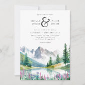 Elegante rustieke Waterverf berg bruiloft Kaart (Voorkant)