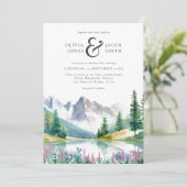 Elegante rustieke Waterverf berg bruiloft Kaart (Staand voorkant)