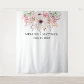 Elegante rustieke Waterverf bloemenbruiloft achter Wandkleed (Voorkant)