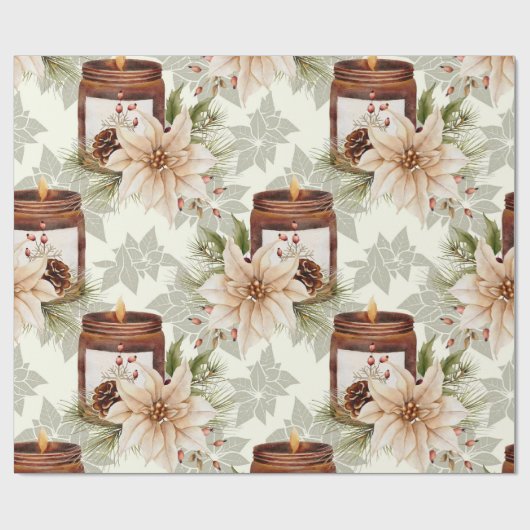 Elegante rustieke Waterverf Botanische Kerstmis Cadeaupapier (Vlak)