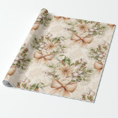 Elegante rustieke Waterverf Botanische Kerstmis Cadeaupapier (Uitgerold)