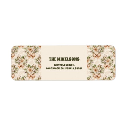 Elegante rustieke Waterverf Botanische Kerstmis Etiket (Voorkant)