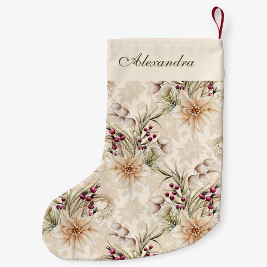 Elegante rustieke Waterverf Botanische Kerstmis Kleine Kerstsok (Achterkant)