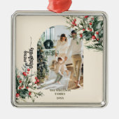 Elegante rustieke Waterverf Botanische Kerstmis Metalen Ornament (Voorkant)