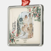 Elegante rustieke Waterverf Botanische Kerstmis Metalen Ornament (Links)