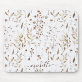 Elegante rustieke Waterverf bruine bloemen bladere Muismat (Voorkant)