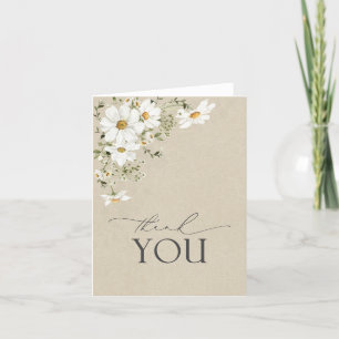 Elegante rustieke Waterverf Daisy bedankkaart