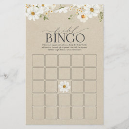 Elegante rustieke Waterverf Daisy Bruids Bingo Gam
