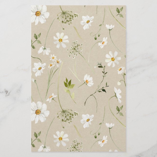 Elegante rustieke Waterverf Daisy Bruids Bingo Gam (Achterkant)