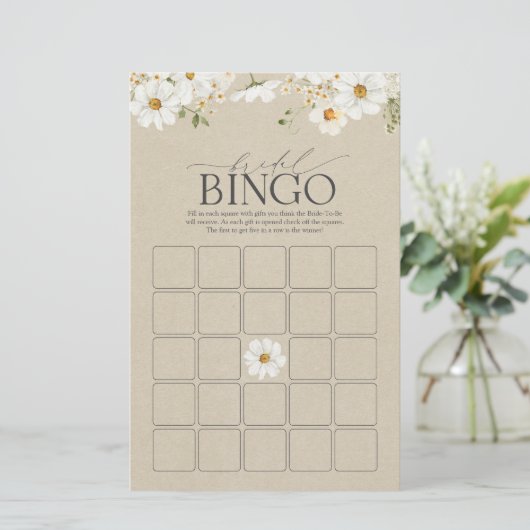 Elegante rustieke Waterverf Daisy Bruids Bingo Gam (Staand voorkant)