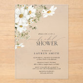 Elegante rustieke Waterverf Daisy Vrijgezellenfees Acryl Uitnodigingen (Voorkant)