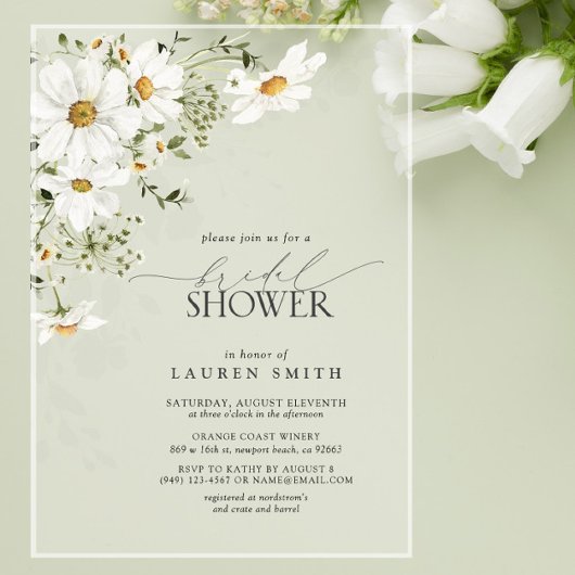 Elegante rustieke Waterverf Daisy Vrijgezellenfees Acryl Uitnodigingen