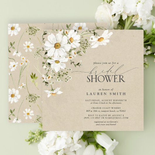 Elegante rustieke Waterverf Daisy Vrijgezellenfees Kaart