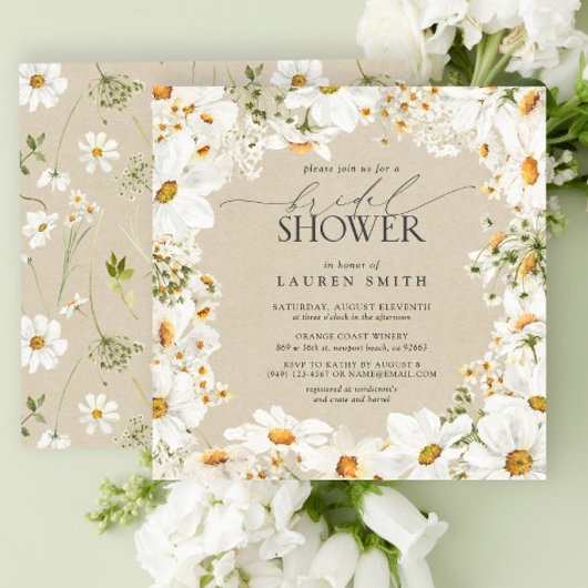 Elegante rustieke Waterverf Daisy Vrijgezellenfees Kaart