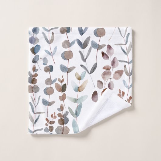 Elegante rustieke Waterverf Eucalyptus bladeren Bad Handdoek (Wasdoekje)