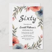 Elegante rustieke Waterverf Floral 60e verjaardag Kaart (Voorkant)