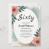 Elegante rustieke Waterverf Floral 60e verjaardag Kaart (Voorkant)