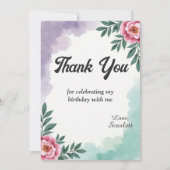 Elegante rustieke Waterverf Floral Boho Verjaardag Bedankkaart (Voorkant)