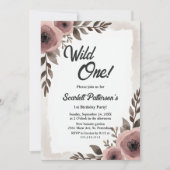 Elegante rustieke Waterverf Floral Wild One Birthd Kaart (Voorkant)