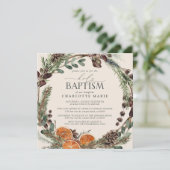 Elegante rustieke Waterverf groen Heilige doop Kaart (Staand voorkant)