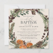 Elegante rustieke Waterverf groen Heilige doop Kaart (Voorkant)