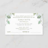 Elegante rustieke Waterverf groene bladeren Aanbevelingskaartje (Achterkant)