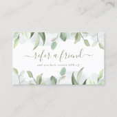 Elegante rustieke Waterverf groene bladeren Aanbevelingskaartje (Voorkant)