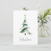 Elegante rustieke Waterverf kerstboom Feestdagenkaart (Staand voorkant)