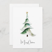 Elegante rustieke Waterverf kerstboom Feestdagenkaart (Voorkant / Achterkant)