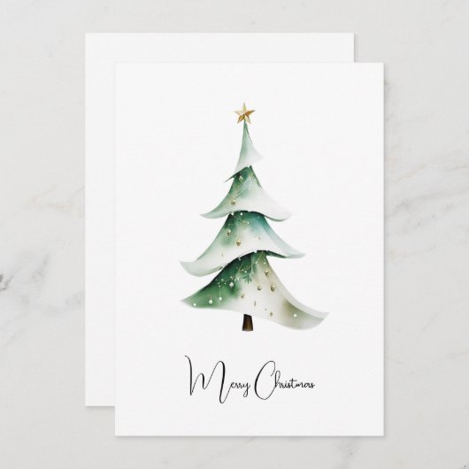 Elegante rustieke Waterverf kerstboom Feestdagenkaart (Voorkant / Achterkant)