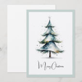 Elegante rustieke Waterverf kerstboom Feestdagenkaart (Voorkant / Achterkant)