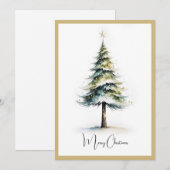 Elegante rustieke Waterverf kerstboom Feestdagenkaart (Voorkant / Achterkant)