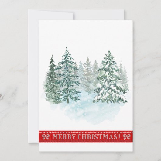 Elegante Rustieke Waterverf Kerstboom Vakantie Feestdagenkaart (Voorkant)
