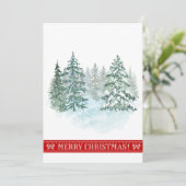 Elegante Rustieke Waterverf Kerstboom Vakantie Feestdagenkaart (Staand voorkant)