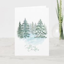 Elegante rustieke Waterverf kerstboom vakantie Kaart