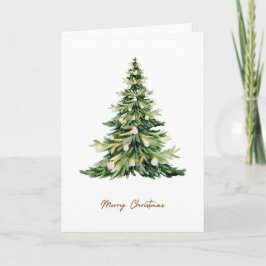 Elegante rustieke Waterverf kerstboom vakantie Kaart