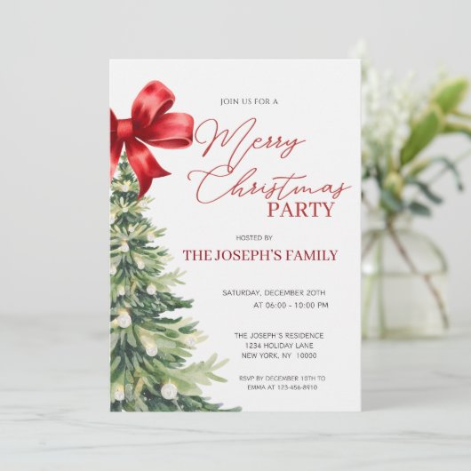 Elegante rustieke Waterverf kerstboomfeest Kaart (Staand voorkant)